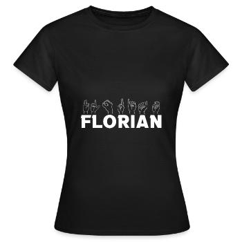 Gebärdensprache Florian - Frauen T-Shirt - Schwarz - Vorne - AI Model Female 172 dark (172cm)