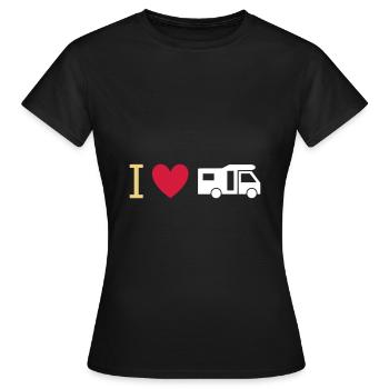 ★ Designfarben änderbar ★ Ich liebe Wohnmobile - Frauen T-Shirt - Schwarz - Vorne - AI Model Female 172 dark (172cm)