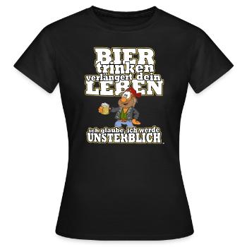 Bier trinken verlängert dein Leben! - Frauen T-Shirt - Schwarz - Vorne - AI Model Female 172 dark (172cm)