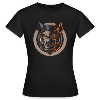 Eber, geschenk schwein sau wildschwein - Frauen T-Shirt - Schwarz - Vorne - AI Model Female 172 dark (172cm)