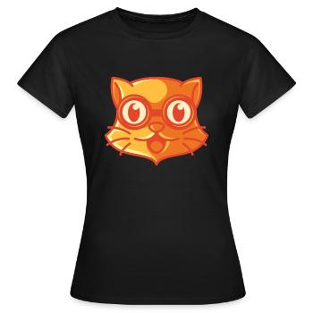 Nerd Katze, geschenk brille geek brillenschlange - Frauen T-Shirt - Schwarz - Vorne - AI Model Female 172 dark (172cm)
