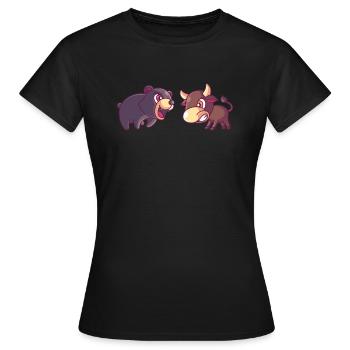 Ours et taureau, stock de financement de la monnaie en bourse - T-shirt Femme - noir - Devant - AI Model Female 172 dark (172cm)