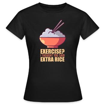 Exercice, riz mange de la cuisine asiatique - T-shirt Femme - noir - Devant - AI Model Female 172 dark (172cm)