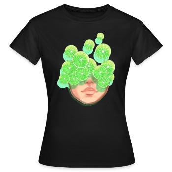 Lustiges Limetten Gesicht - Frauen T-Shirt - Schwarz - Vorne - AI Model Female 172 dark (172cm)