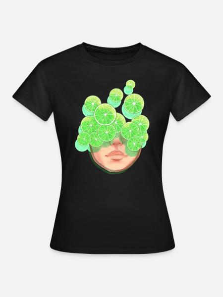 Lustiges Limetten Gesicht - Frauen T-Shirt - Schwarz