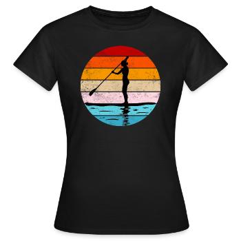 Debout Femme Pagayeuse avec chien - T-shirt Femme - noir - Devant - AI Model Female 172 dark (172cm)