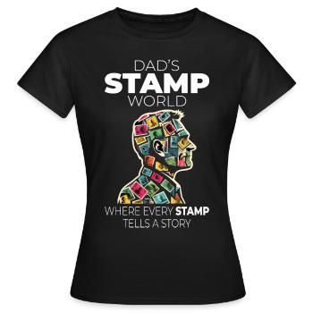 Timbres-poste d’époque Collectionneur de papa - T-shirt Femme - noir - Devant - AI Model Female 172 dark (172cm)