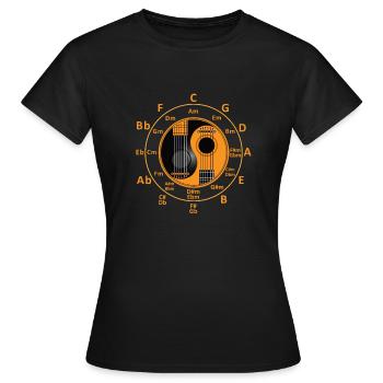 Gitarre Quintenzirkel Akkorde Geschenk - Frauen T-Shirt - Schwarz - Vorne - AI Model Female 172 dark (172cm)