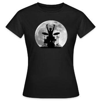 Batteur batterie lune - T-shirt Femme - noir - Devant - AI Model Female 172 dark (172cm)