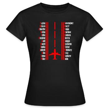 Pilotenalphabet - Frauen T-Shirt - Schwarz - Vorne - AI Model Female 172 dark (172cm)