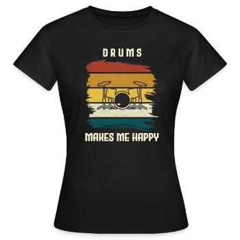Les tambours me rendent heureux les tambours - T-shirt Femme - noir - Devant - AI Model Female 172 dark (172cm)