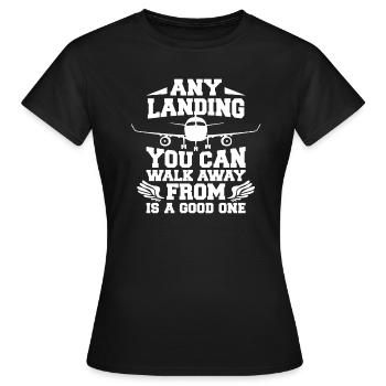 Pilot Airplane Sayings - Women's T-Shirt - black - Front - AI Model Female 172 dark (172cm)