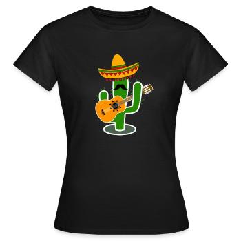 Cactus Sombrero Guitar - Frauen T-Shirt - Schwarz - Vorne - AI Model Female 172 dark (172cm)
