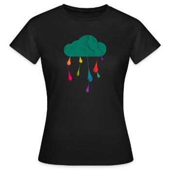 Regen Wolken Regentropfen Regenbogen Vielfalt - Frauen T-Shirt - Schwarz - Vorne - AI Model Female 172 dark (172cm)