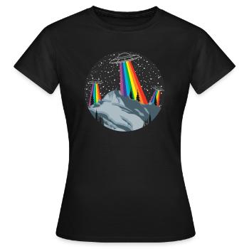 Berge Landschaft Ufo Ausserirdisch - Frauen T-Shirt - Schwarz - Vorne - AI Model Female 172 dark (172cm)