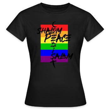 Peace Shalom Salam Coexist - T-shirt Femme - noir - Devant - AI Model Female 172 dark (172cm)