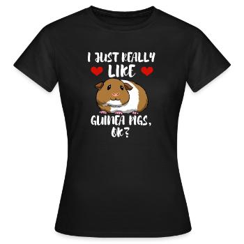 Dictée amusante Cochons d'Inde Faune et Nature - T-shirt Femme - noir - Devant - AI Model Female 172 dark (172cm)
