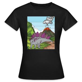 Heure Dino Éruption volcanique Nature - T-shirt Femme - noir - Devant - AI Model Female 172 dark (172cm)
