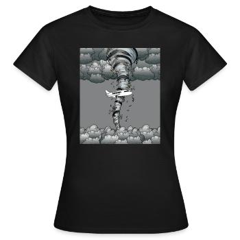 Tornade avion tempête temps - T-shirt Femme - noir - Devant - AI Model Female 172 dark (172cm)