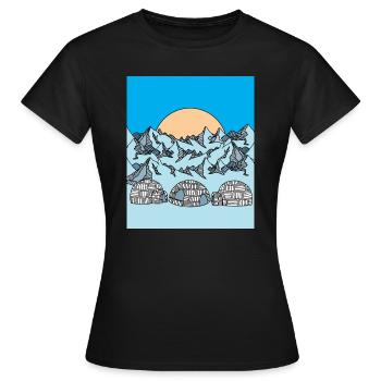 Iglu Schnee und Eislandschaft - Frauen T-Shirt - Schwarz - Vorne - AI Model Female 172 dark (172cm)