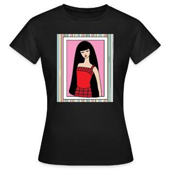 Bunte Retro Puppe - Frauen T-Shirt - Schwarz - Vorne - AI Model Female 172 dark (172cm)