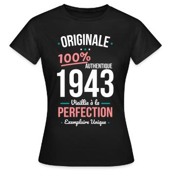 Anniversaire 81 ans - Originale 1943 - T-shirt Femme - noir - Devant - AI Model Female 172 dark (172cm)