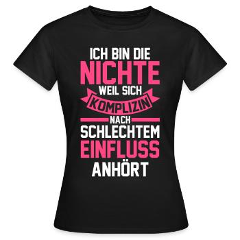 Nichte - Frauen T-Shirt - Schwarz - Vorne - AI Model Female 172 dark (172cm)