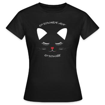 Ich schnarche nicht ich schnurre Katzengesicht - Frauen T-Shirt - Schwarz - Vorne - AI Model Female 172 dark (172cm)
