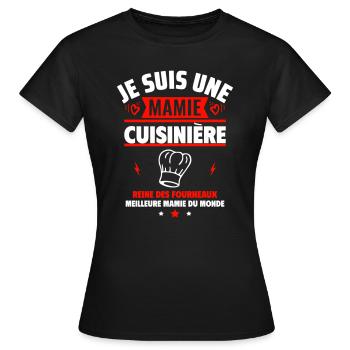 mamie cuisinière,Cadeau fête des grands-mères - T-shirt Femme - noir - Devant - AI Model Female 172 dark (172cm)
