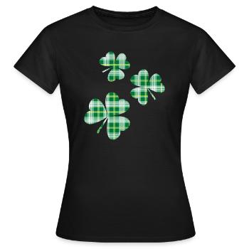 3 Shamrocks en tartan irlandais de la Saint-Patrick - T-shirt Femme - noir - Devant - AI Model Female 172 dark (172cm)