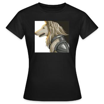 dog in armor - Women's T-Shirt - black - Front - AI Model Female 172 dark (172cm)