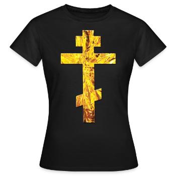 Orthodoxe russe Croix d'Or / Croix-russe - T-shirt Femme - noir - Devant - AI Model Female 172 dark (172cm)