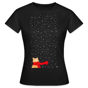 Schneekatze getigert (lang) - Frauen T-Shirt - Schwarz - Vorne - AI Model Female 172 dark (172cm)