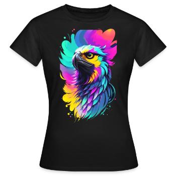 Aigle coloré dans le style splash art - T-shirt Femme - noir - Devant - AI Model Female 172 dark (172cm)
