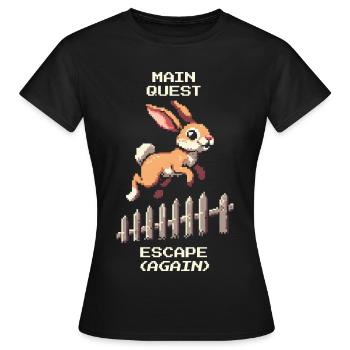 Quête principale Évasion | Blague d’évasion de lapin - T-shirt Femme - noir - Devant - AI Model Female 172 dark (172cm)