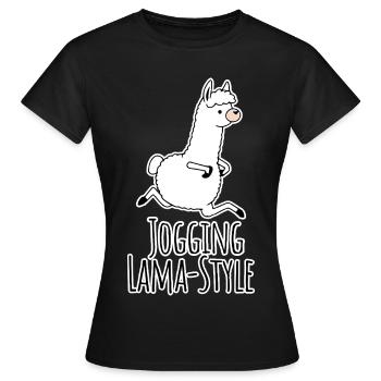 Lama-Style Jogger! Albern laufen und Spaß dabei! - Frauen T-Shirt - Schwarz - Vorne - AI Model Female 172 dark (172cm)