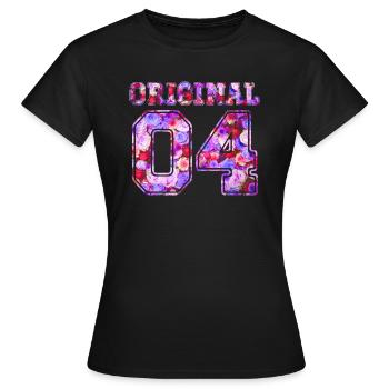 2004 Original 04 - Anniversaire Bday Présent - T-shirt Femme - noir - Devant - AI Model Female 172 dark (172cm)