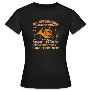 Instrument de musique en laiton - T-shirt Femme - noir - Devant - AI Model Female 172 dark (172cm)