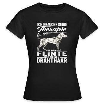 Deutsch Drahthaar Jäger Spruch Hund Flinte - Frauen T-Shirt - Schwarz - Vorne - AI Model Female 172 dark (172cm)