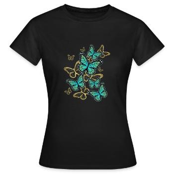 Schmetterling Büro Damen Entomologie - Frauen T-Shirt - Schwarz - Vorne - AI Model Female 172 dark (172cm)