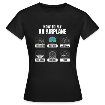 Flugzeug Pilot Piloten - Frauen T-Shirt - Schwarz - Vorne - AI Model Female 172 dark (172cm)