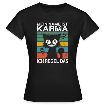 Vintage Katze lustig Kätzchen - Frauen T-Shirt - Schwarz - Vorne - AI Model Female 172 dark (172cm)