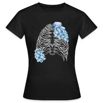 cage thoracique à fleurs - T-shirt Femme - noir - Devant - AI Model Female 172 dark (172cm)