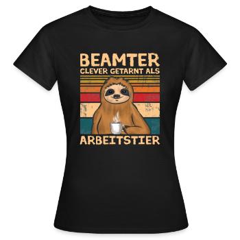 Beamter Faultier Verbeamtung Arbeitstier - Frauen T-Shirt - Schwarz - Vorne - AI Model Female 172 dark (172cm)