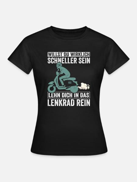 Retro Mopet Mofa Motorroller - Frauen T-Shirt - Schwarz