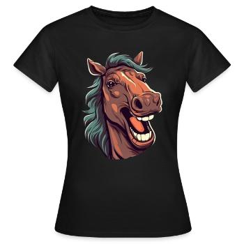Idée passion chevaux cavalière aquarelle splash - T-shirt Femme - noir - Devant - AI Model Female 172 dark (172cm)