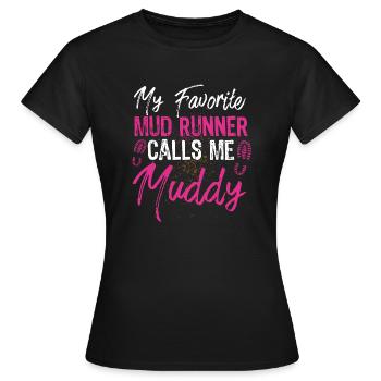 Funny Mud Run Mudder Muddy Sistas Mud Squad - Women's T-Shirt - black - Front - AI Model Female 172 dark (172cm)