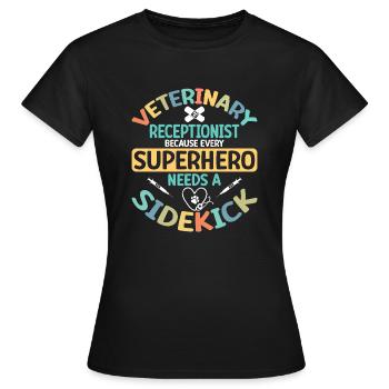Réceptionniste vétérinaire - T-shirt Femme - noir - Devant - AI Model Female 172 dark (172cm)