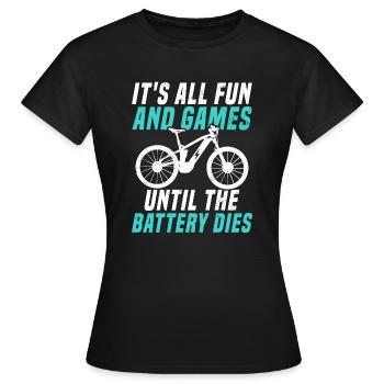 Vélo électrique électrique - T-shirt Femme - noir - Devant - AI Model Female 172 dark (172cm)