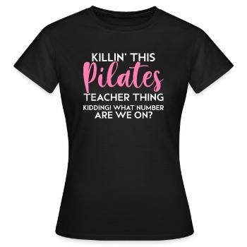 Pilates - Frauen T-Shirt - Schwarz - Vorne - AI Model Female 172 dark (172cm)